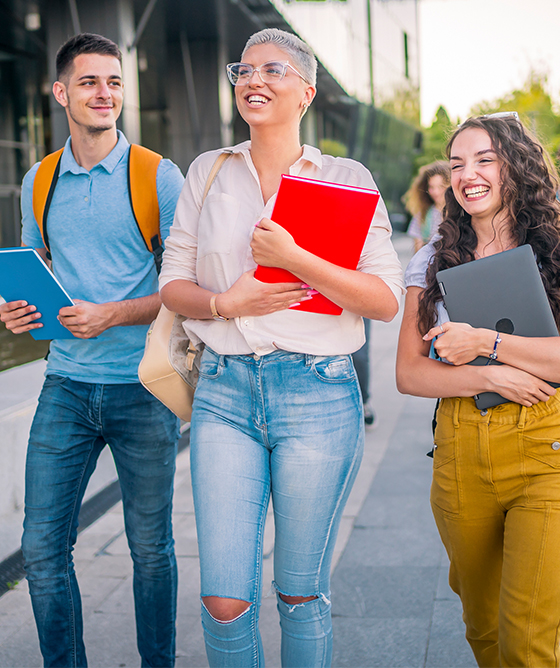 group of friends walking to class