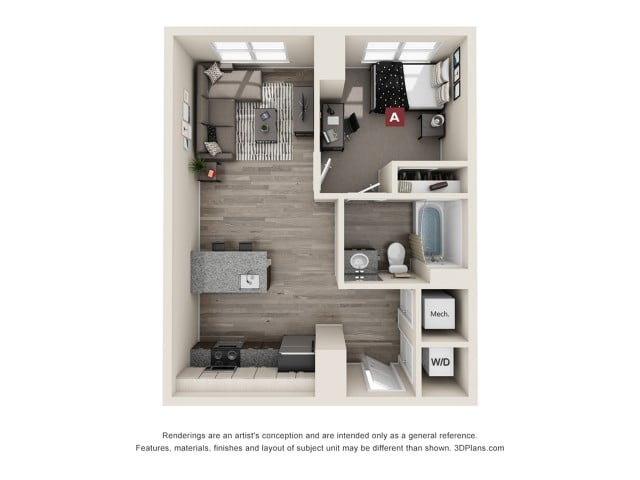 The Ardmore 1x1 Floor plan