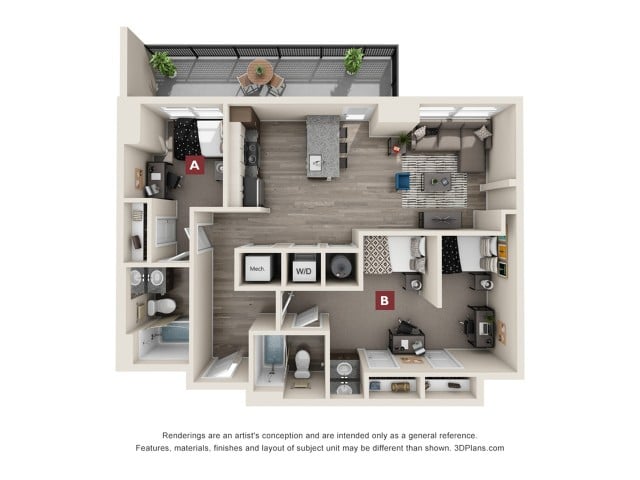 The Berkeley 2x2 Floor plan