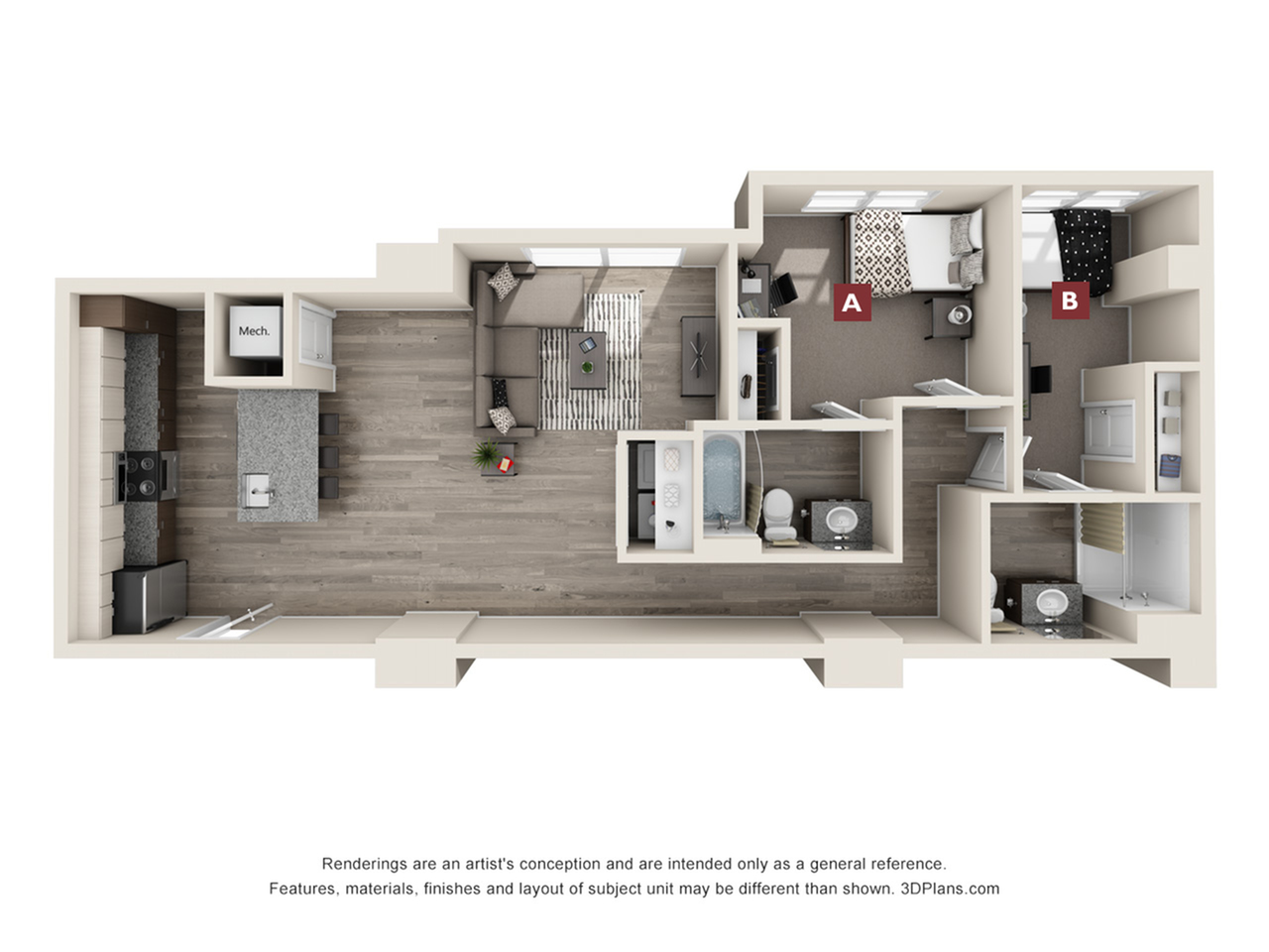 The Brookhaven 2x2 Floor plan