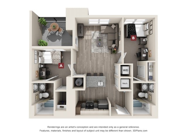 The Buckhead 2x2 Floor plan