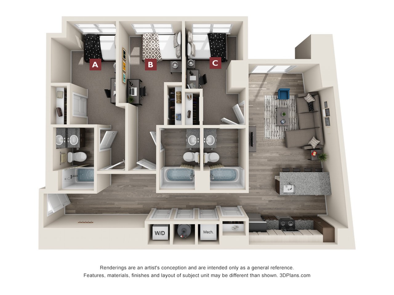 The Candler 3x3 Floor plan