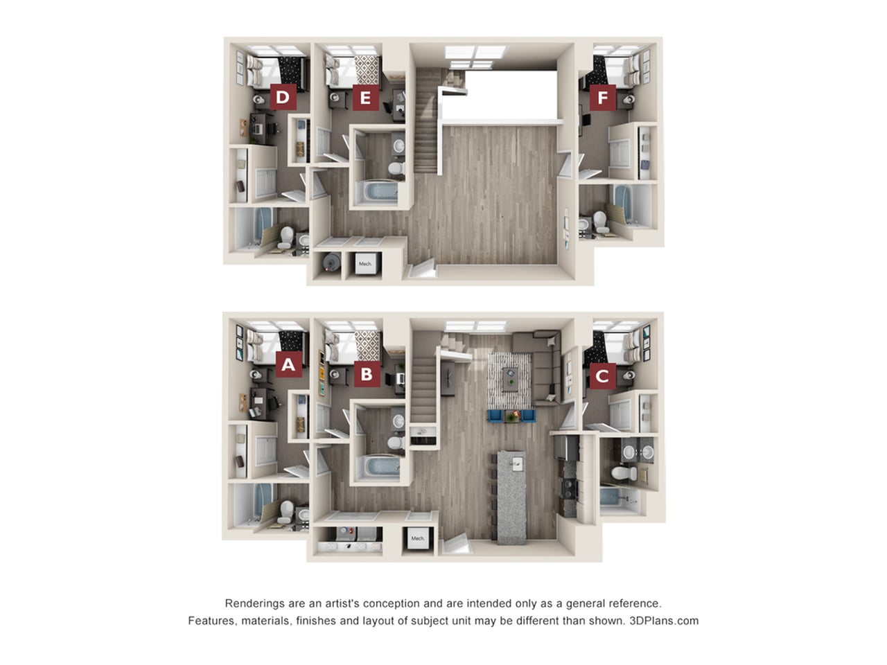 The Fulton 6x6 Floor plan